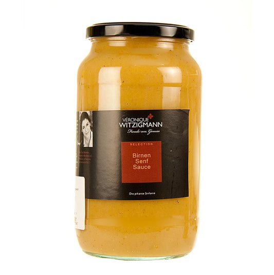 Peren- en mosterdsaus, 900 ml - Een overheerlijke saus gemaakt van sappige peren en pittige mosterd in een handige fles van 900 ml