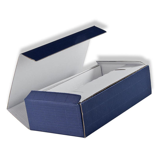 Wijnpresentatiedoos, halfglanzend blauw, geschikt voor 2 flessen van 0,75 l, 1 stuk, perfect voor het stijlvol presenteren en bewaren van wijnflessen