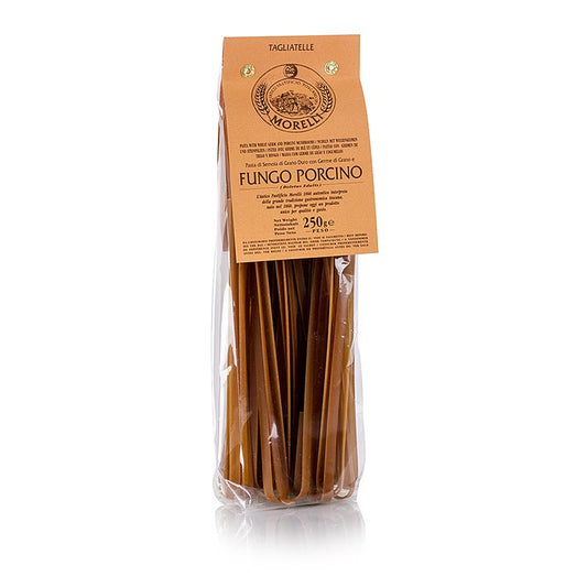Morelli 1860 Tagliatelle con Porcini, met eekhoorntjesbrood en tarwekiemen, 250 g - ambachtelijke Italiaanse pasta met heerlijke porcini paddenstoelen en tarwekiemen, perfect voor een smaakvolle en verfijnde maaltijd
