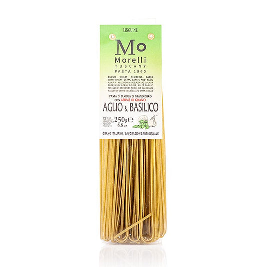 Morelli 1860 Linguine, met knoflook, basilicum & tarwekiemen, 250 g