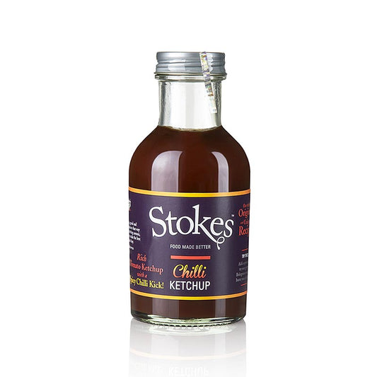 Stokes chiliketchup, fruitig & pikant, 249 ml - Een heerlijke pittige ketchup gemaakt van fruitige chili's, perfect voor het toevoegen van wat pit aan je gerechten, in een handige fles van 249 ml