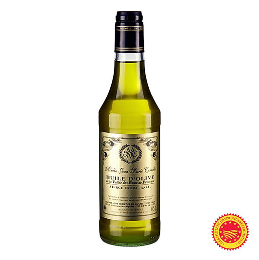 Olijfolie van eerste persing, Fruité Noir, zachtzoet, Baux de Provence, BOB, Cornille, 500 ml - hoogwaardige extra vierge olijfolie uit de Provence met een fruitige en zachte smaak