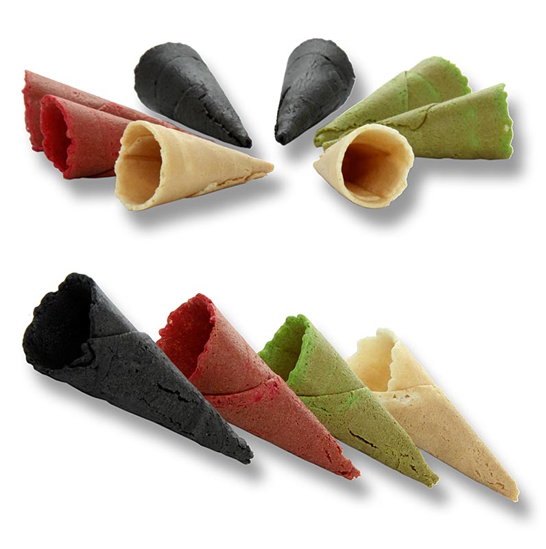 Mini-hoorntjes Basic, neutraal, rood, groen, zwart, ø 2,5x7,5 cm, 385 g, 96 stuks