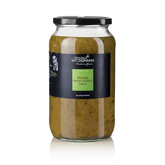 Heerlijke pittige gerookte uiensaus in een fles van 900 ml