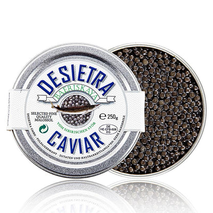 Premium Desietra Baeriskaya kaviaar (Acipenser baerii) from sustainable aquaculture in Germany, 250g