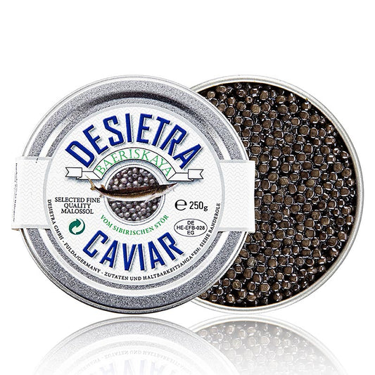 Desietra Baeriskaya-kaviaar (Acipenser baerii), aquacultuur Duitsland, 250 g
