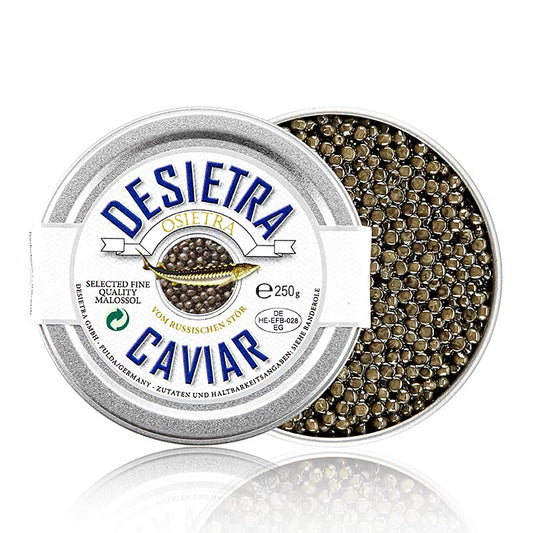 Desietra Osietra kaviaar (Acipenser gueldenstaedtii) from sustainable aquaculture in Germany, 250 g