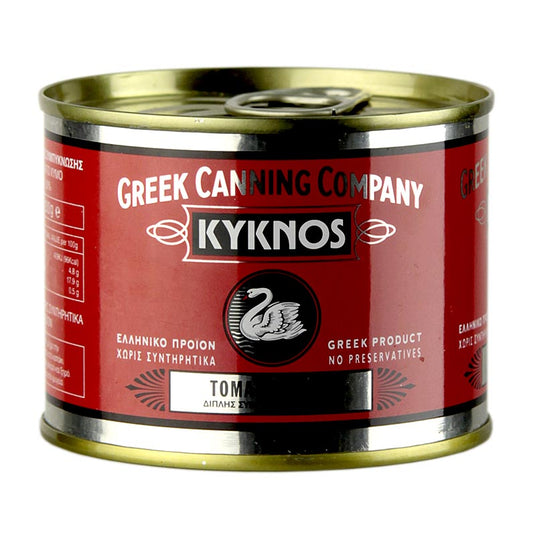 Tomatenpuree, dubbel geconcentreerd, minstens 28% tomaten, Kyknos, Griekenland, 200 g - hoogwaardige Griekse tomatenpuree van Kyknos