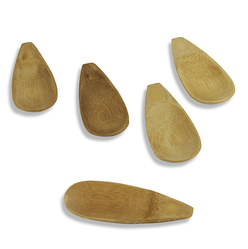 Herbruikbare bamboe komlepel, plat en stevig, lepelvormig, 10x3,8cm, 25 stuks.