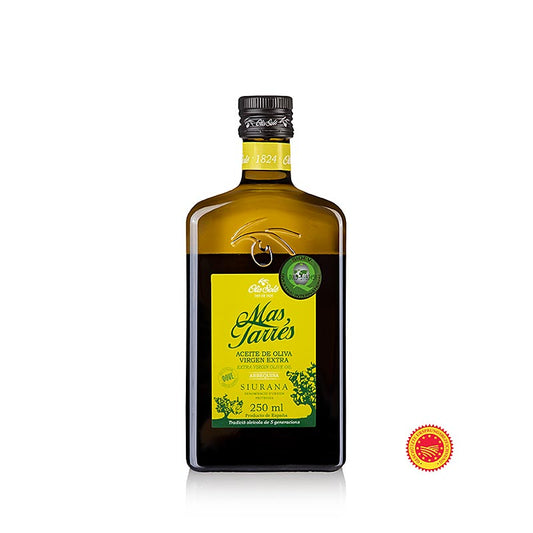 250 ml fles Extra Virgin Olijfolie van eerste persing, Mas Tarrés Oliva Verde, Arbequina, DOP/BOB Siurana