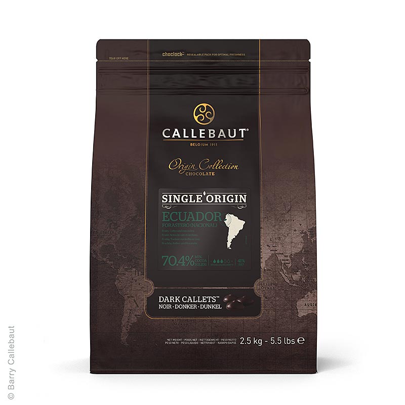 Origine Ecuador, donkere couverture, callets, 70,4% cacao, 2,5 kg