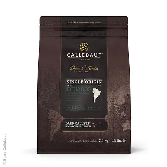 Origine Ecuador donkere couverture Callets, 70,4% cacao, 2,5 kg, perfect voor het maken van heerlijke chocoladeproducten
