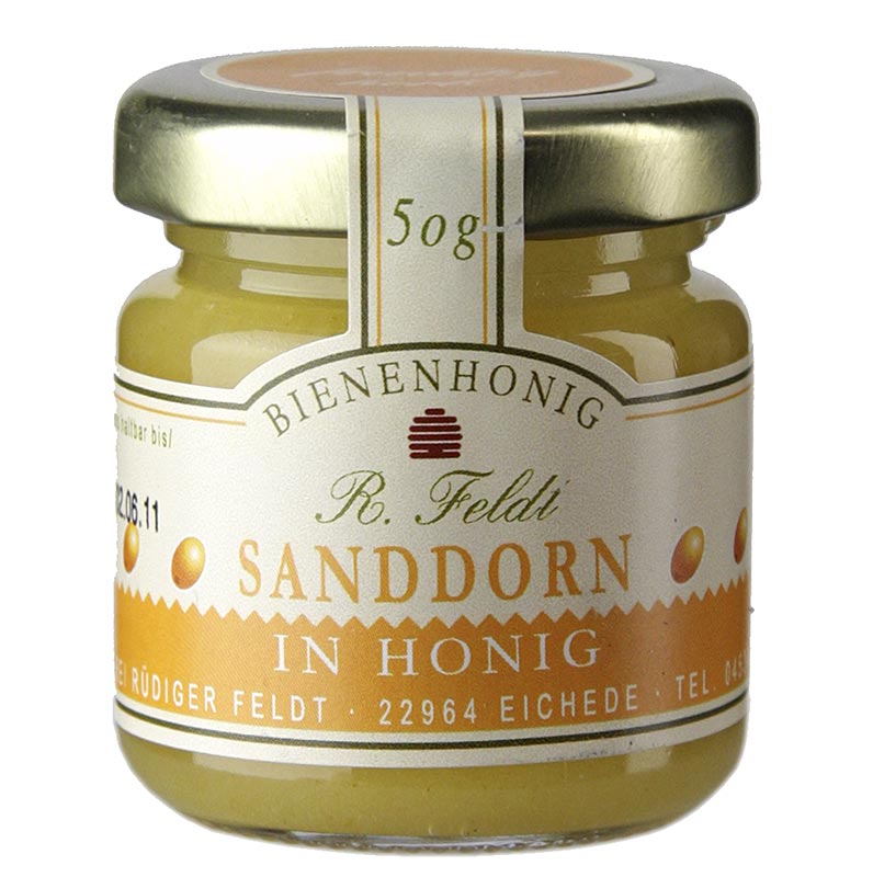 Duindoorn in honing, harmonieus, mild fruitig, portieglas, 50 g