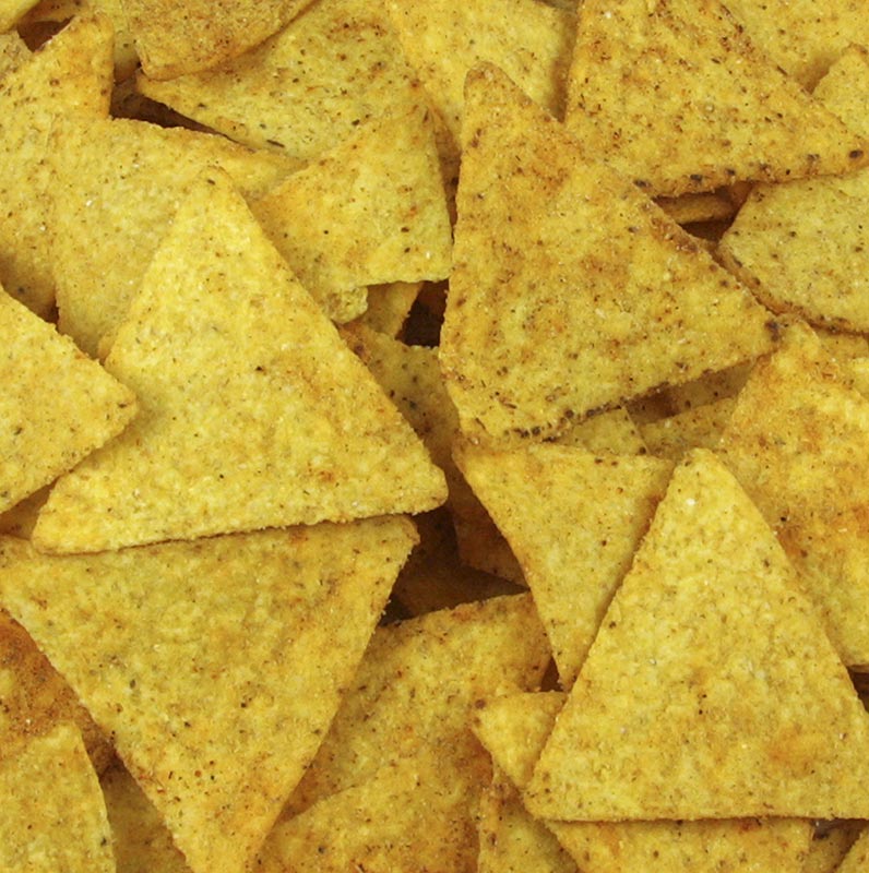 Tortilla chips pikant - Chili - Nacho chips, Sierra Madre, 54 kg, 12 x 450g - Langwerpige maïschips met een pittige chili smaak, verpakt in een bulkverpakking van 54 kg (12 x 450g)