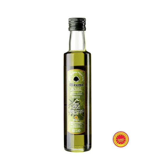 Extra olijfolie van eerste persing, Aceites Guadalentin Olizumo DOP/BOB, 100% Picual, 250 ml - Afbeelding van fles olijfolie van hoge kwaliteit uit Spanje