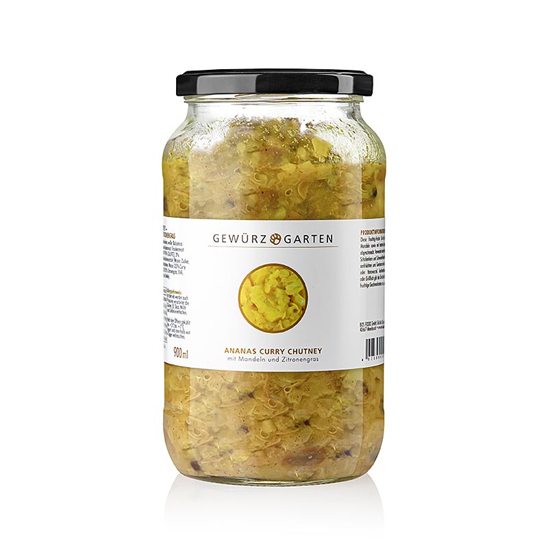 Gewürzgarten ananas kerrie chutney, met amandelen, vlierbloesem en citroengras, 900 ml