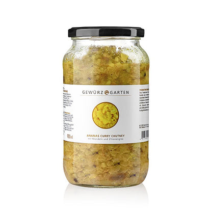 Gewürzgarten ananas kerrie chutney, met amandelen, vlierbloesem en citroengras, 900 ml