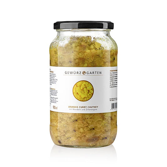 Gewürzgarten ananas kerrie chutney, met amandelen, vlierbloesem en citroengras, 900 ml