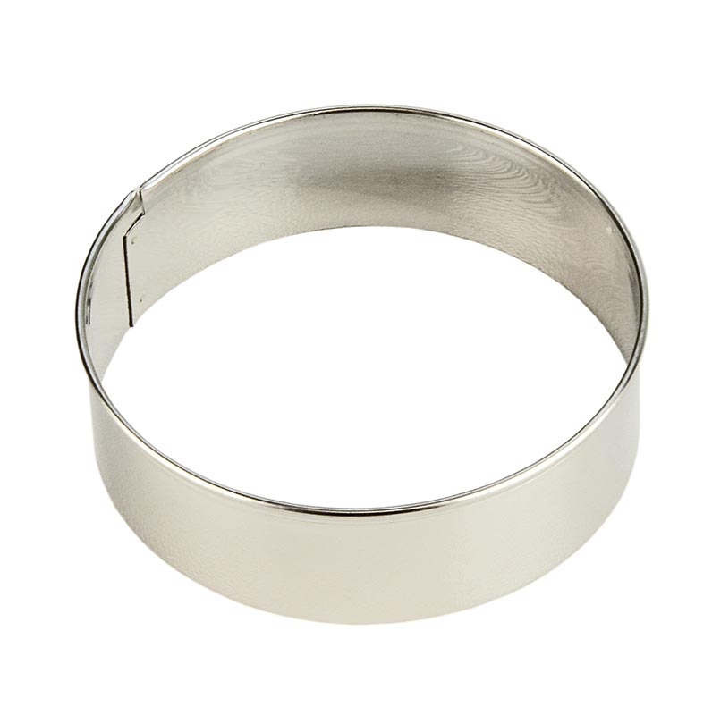 Roestvrijstalen ringvormige uitsteekvorm, glad, ø 8 cm, 2,5 cm hoog, 0,3 mm dik, 1 stuk