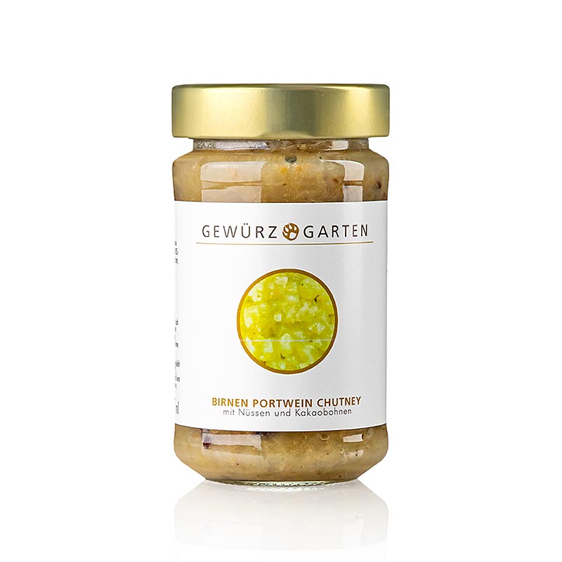 Gewürzgarten Peren-portwijnchutney, met noten, gember en cacaobonen, 225 ml