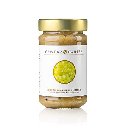 Gewürzgarten Peren-portwijnchutney, met noten, gember en cacaobonen, 225 ml