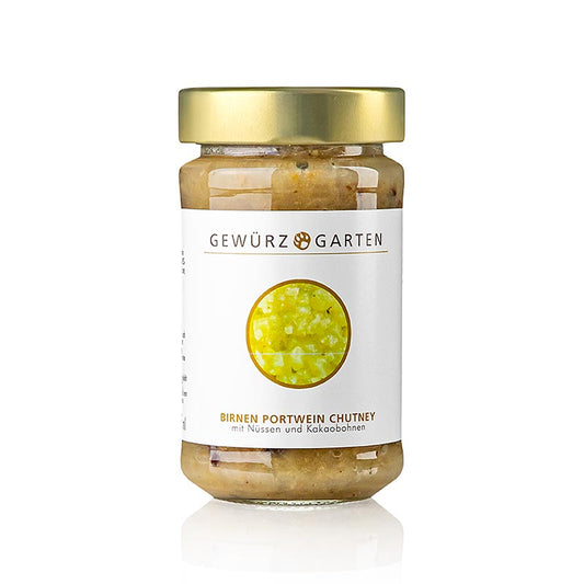 Gewürzgarten Peren-portwijnchutney, met noten, gember en cacaobonen, 225 ml