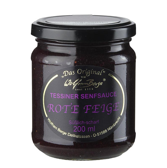 Originele Ticino saus met rode vijgen en mosterd, Wolfram Berge, 200 ml - Een heerlijke saus gemaakt van rode vijgen en mosterd, perfect voor elk gerecht