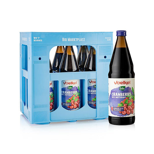 Voelkel - Cranberrysap, 100% versgeperst sap, BIO, 6 x 0,75 l