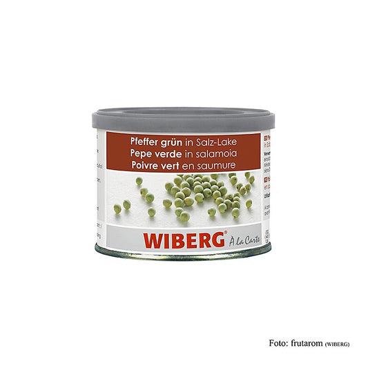 Groene, gepekelde hele paprika's van Wiberg, verpakt in een 170 gram verpakking