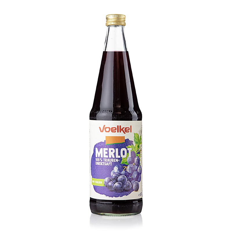 Voelkel - Merlot-druivensap, donker, 100 % direct sap, BIO, 700 ml