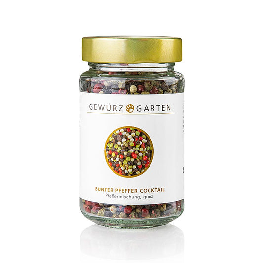 Gewürzgarten Bonte paprikacocktail (wit, zwart, groen, roze), heel, 100 g - Een mix van hele witte, zwarte, groene en roze paprika's van 100 gram