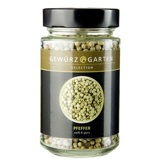 Gewürzgarten peper, wit, heel, 135 g - een verpakking van 135 gram witte hele peperkorrels van het merk Gewürzgarten