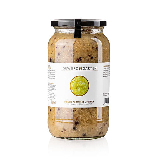 Gewürzgarten Peren-portwijnchutney, met noten, gember en cacaobonen, 900 ml