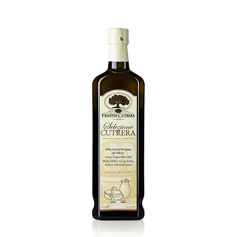 Extra olijfolie van eerste persing, Frantoi Cutrera Selezione Cutrera, intensief, 750 ml - Premium kwaliteit olijfolie uit Sicilië, perfect voor diverse culinaire toepassingen