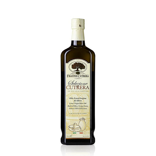 Extra olijfolie van eerste persing, Frantoi Cutrera Selezione Cutrera, intensief, 750 ml - Premium kwaliteit olijfolie uit Sicilië, perfect voor diverse culinaire toepassingen