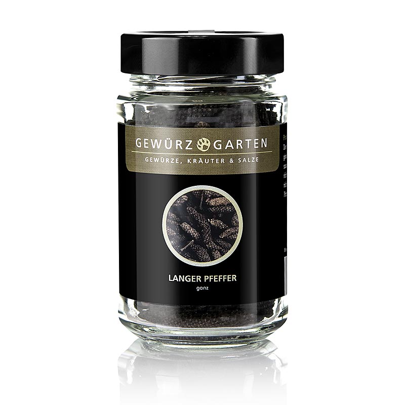 Kleurrijke illustratie van Spice Garden Lange Peper - Balinees, Bengaals, Spaanse peper, 90 g in een verpakking