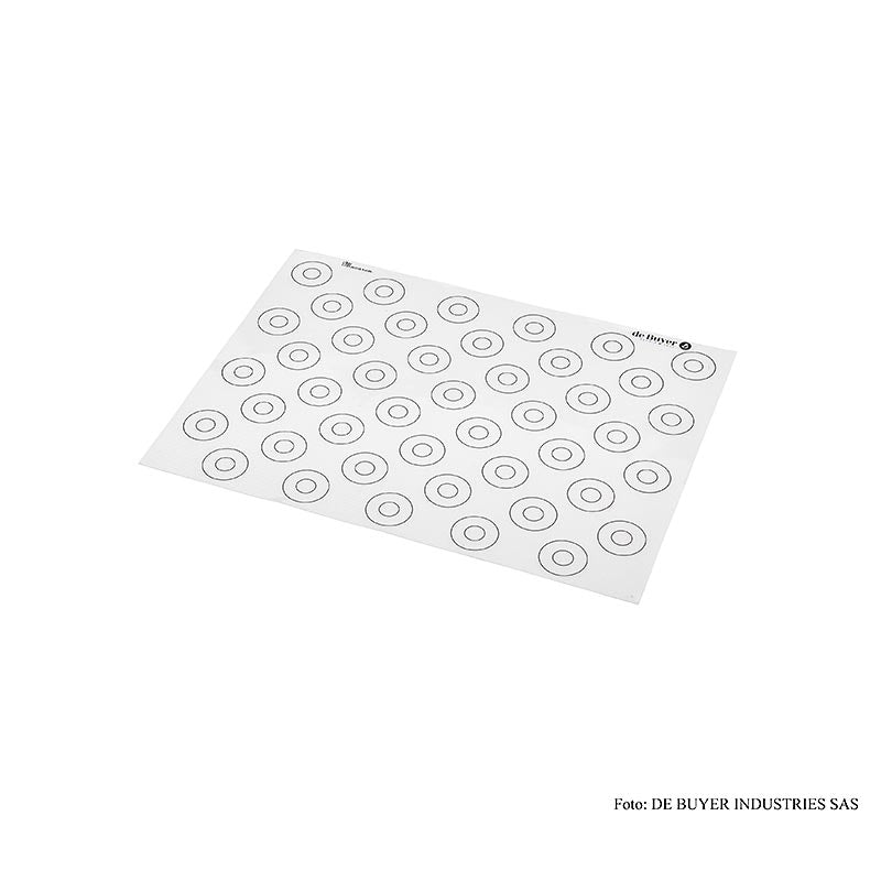 deBUYER siliconen bakmat, glad, 44 markeringen voor macarons ø 15-35 mm, 40 x 30 cm, 1 stuk