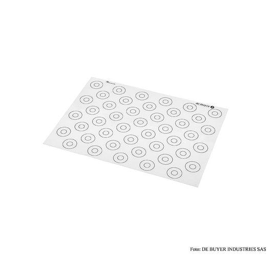 deBUYER siliconen bakmat, glad, 44 markeringen voor macarons ø 15-35 mm, 40 x 30 cm, 1 stuk