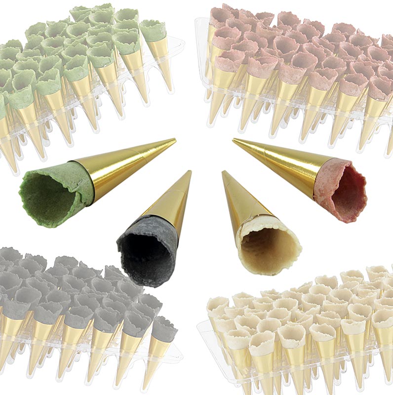 Mini-croissants goud, neutraal, rood, groen, zwart, ø 2,5x7,5cm, 1,3 kg, 180 stuks