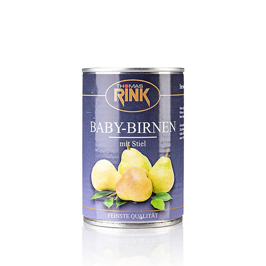 Babyperen, licht gesuikerd, met steeltje, ca. 7-9 stuks, 425 g
