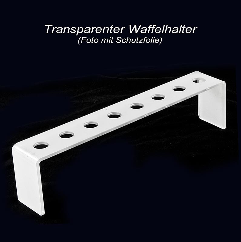 Mini-wafelhoornhouder, lichtgrijs plexiglas, lang, voor 8 hoorntjes, ø 2 cm, 1 stuk