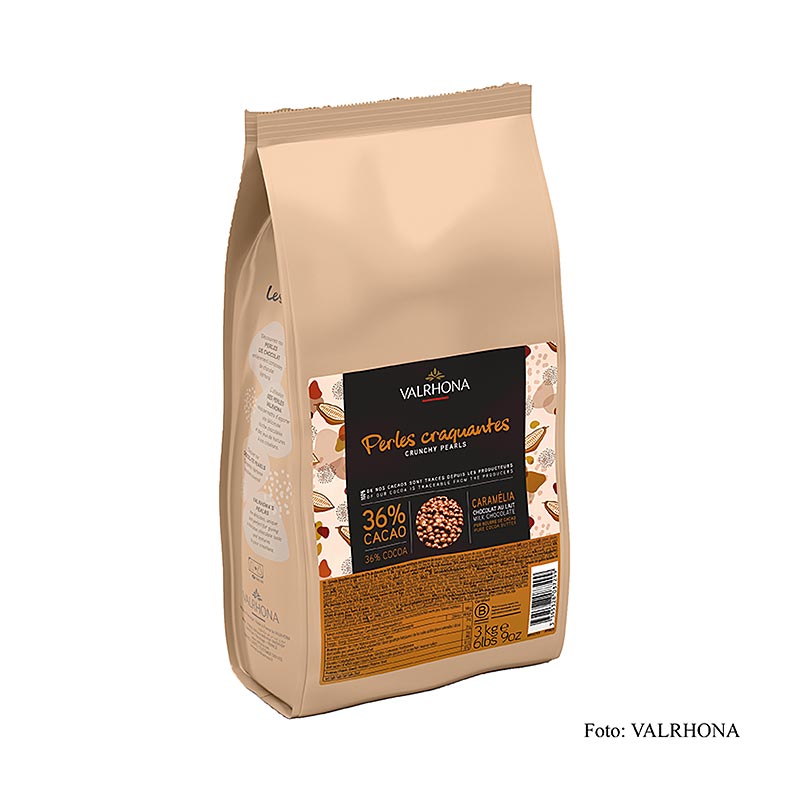 Valrhona knapperige parels, graanvulling met melkchocoladeomhulling, 36% cacao, 3 kg