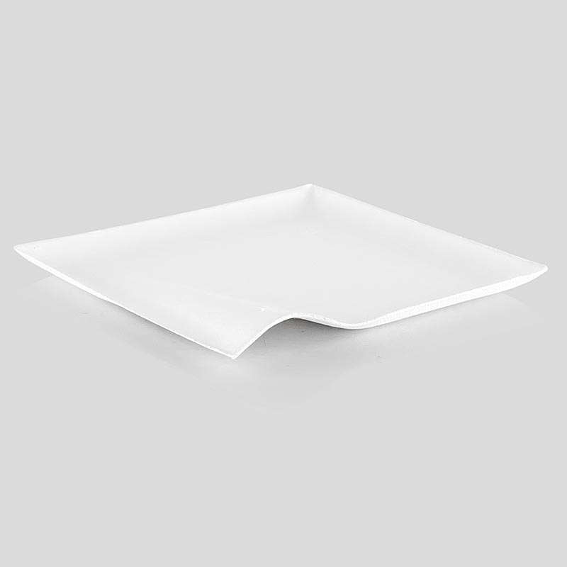 Wegwerpbordjes "Wave", van suikerrietvezels, wit, vierkant met golfrand, 8x8 cm, 500 stuks
