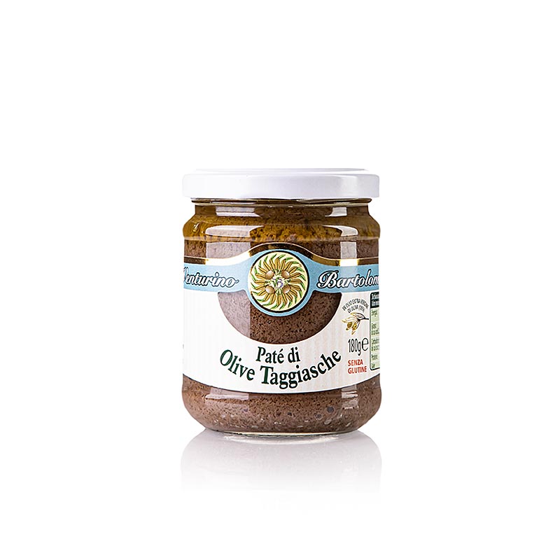 Zwarte Olijfpasta - tapenade gemaakt van Taggiasca olijven, Venturino, 180 g, ideaal als smaakvolle toevoeging aan gerechten en hapjes