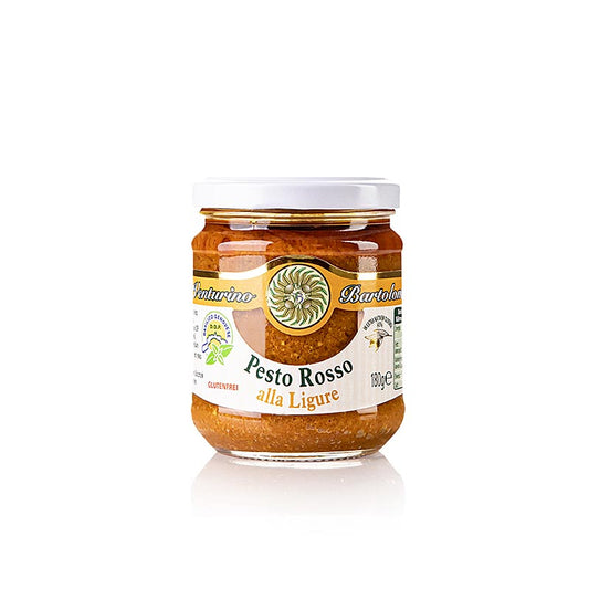 Pesto Rosso, saus met basilicum, tomaten en noten, Venturino, 180 g, perfect voor het verrijken van pasta, salades en sandwiches