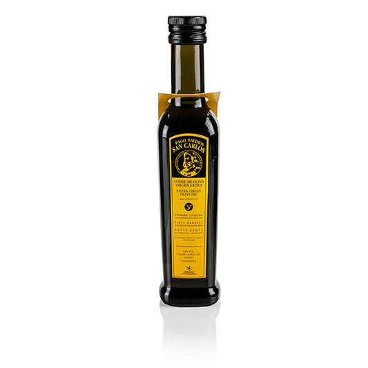 250 ml fles van Pago Baldios San Carlos 100% Arbequina olijfolie van eerste persing