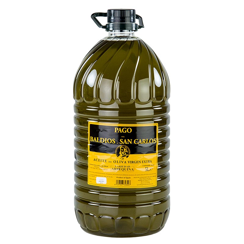 Extra olijfolie van eerste persing, Pago Baldios San Carlos, 100% Arbequina, 5 liter - kwalitatieve olijfolie van eerste persing uit Spanje