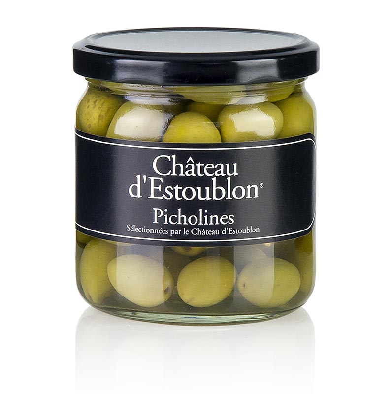 Groene olijven, met pit, Picholine-olijven, in pekel, Chateau d´Estoublon, 350 g