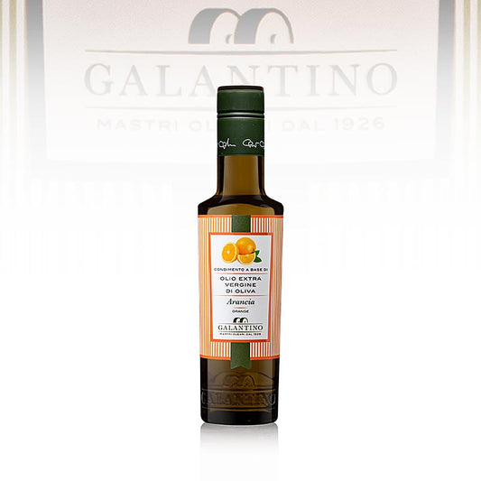 Galantino Extra olijfolie van eerste persing met sinaasappel - Aranciolio, 250 ml, perfect voor het toevoegen van een subtiele citrusachtige smaak aan je gerechten