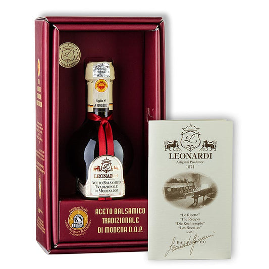 Fles van 100 ml Aceto Balsamico Tradizionale di Modena DOP/PDO, 12 jaar van Leonardi